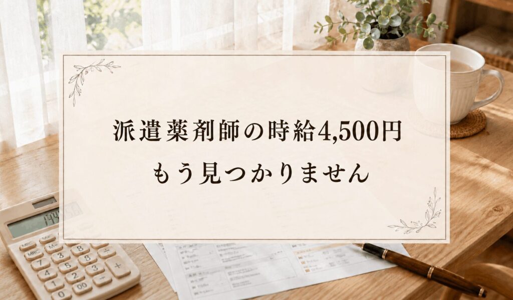 派遣薬剤師の時給4,500円の求人を数えて確かめるコグレハルコ