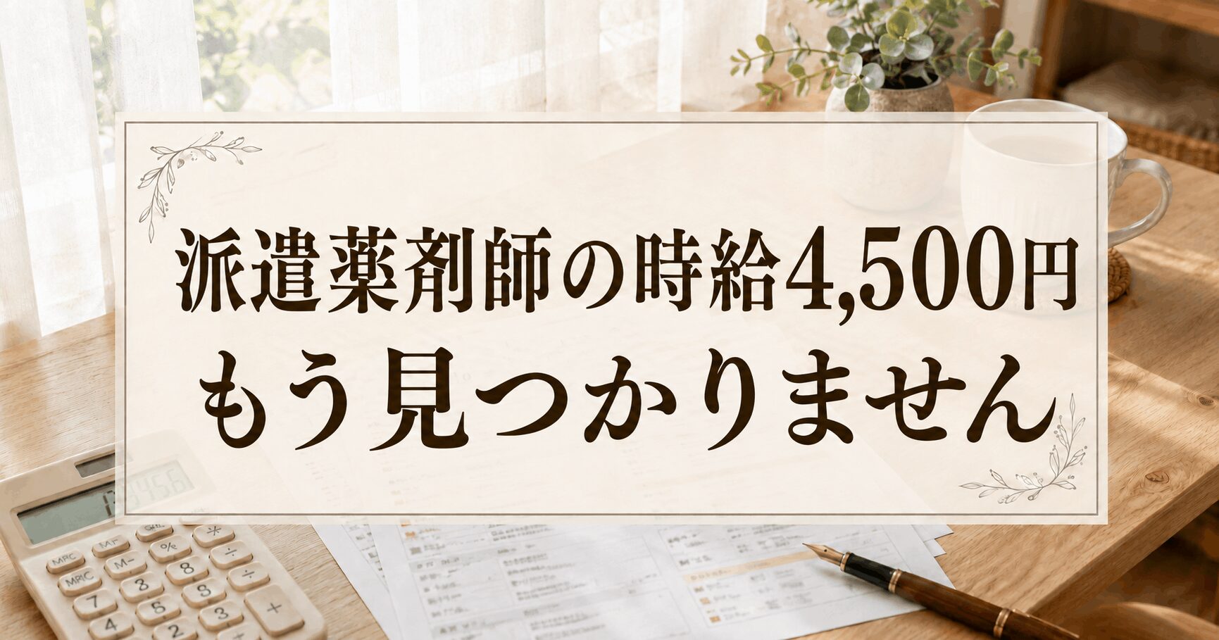 派遣薬剤師の時給4,500円の求人を数えて確かめるコグレハルコ